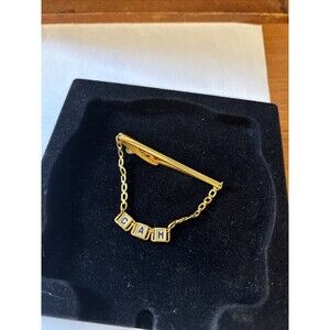 Vintage HICKOK Plate With Chain CAH Gold tone Mens Tie Clip Bar Made In USA